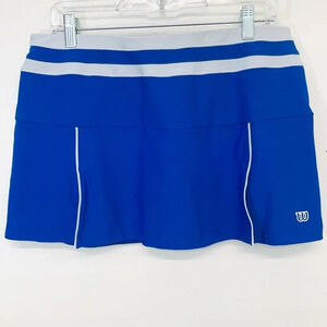 Wilson Skirt Skort Large  Tennis Short Blue Pleat Pull On ‎ Stretch Activewear
